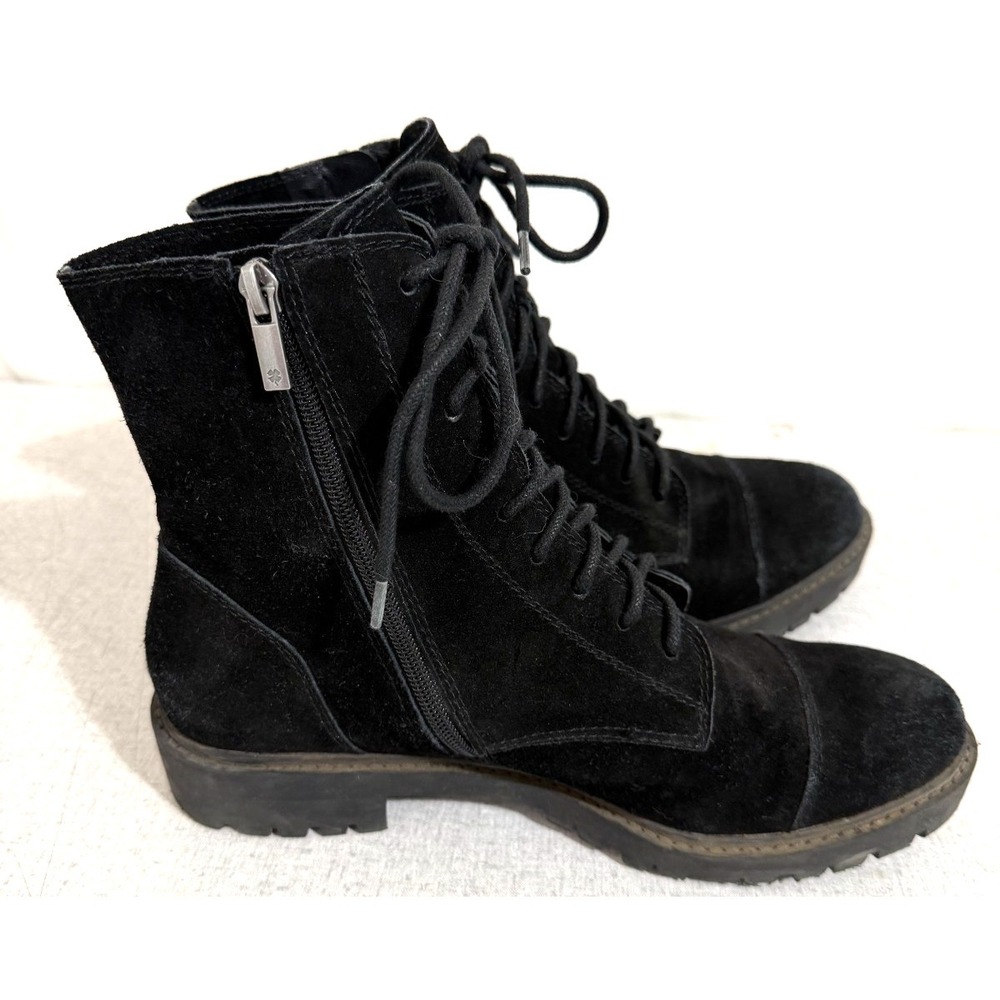 Lucky Brand Ictus Women's Size 10 Black Suede Lace Up Combat Ankle Boots - Picture 4 of 13